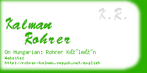 kalman rohrer business card